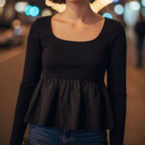 Wild Fable Black Peplum Top NWT - Medium